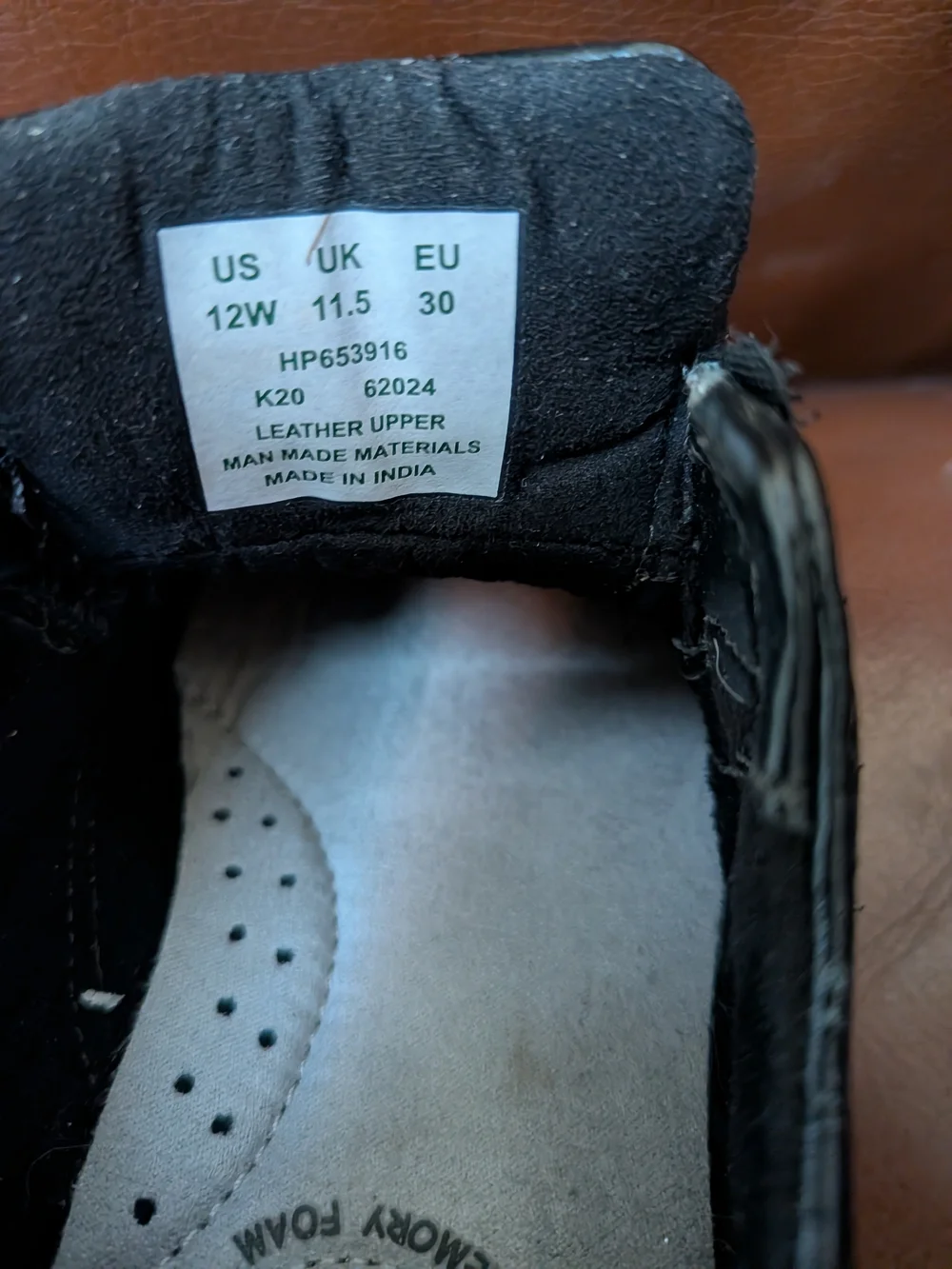 Kid's Black Leather Strap Casual Shoes 12 W